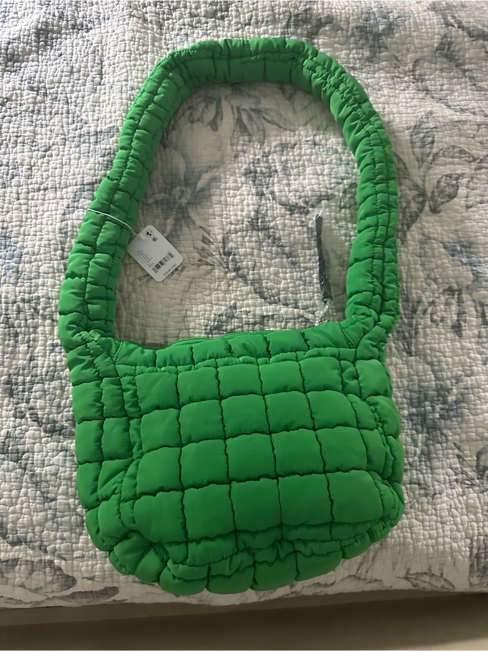 Free People Vibrant Green Quilted Puffer Shoulder Bag